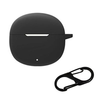 Silikonveske til QCY T20 Bluetooth-ørepropper Deksel Fallsikker myk beskytter med anti-tapt spenne Svart/svart Style A