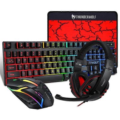 T-WOLF TF-800 4 in 1 Gaming Luminous Keyboard Mouse -kuulokesarja