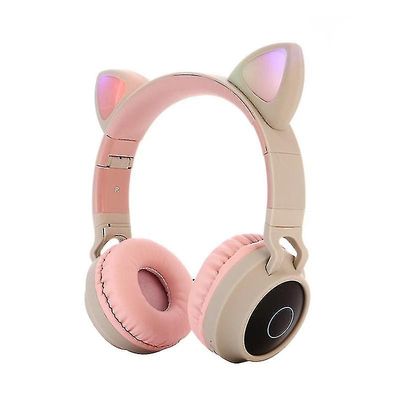 Coosilo Cat Ear Bluetooth hovedtelefoner trådløse headset foldbare glødende grå pink