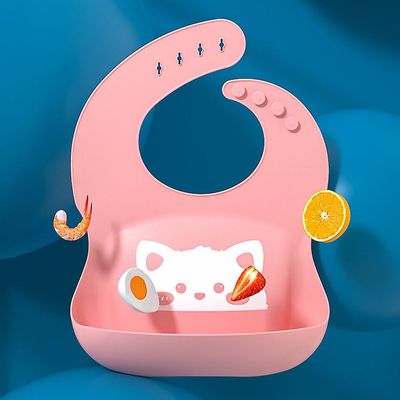 Sød Vandtæt Baby Bibs Blød Silikone Baby Feeding Bib Baby Stuff Solid Feeding Cartoon Cat Print Girl Boy Bibs Burp Cloths