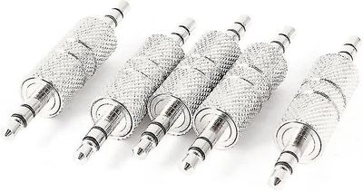 5 Pack 3,5 mm mann til mann kobling forlengelse kabel Joiner 1 / 8 tommers trs stereo audio wire adapter jack kontakt for Bluetooth-mottaker aux-in...