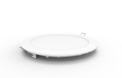 Inspired Lighting Intego R Ecovision forsænket Downlight runde panel 8inch 18W ren hvid 6400K, 1500lm, White Frame, Inc. Driver