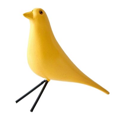 Puinen värikäs lintuhahmo käsinmaalattu lintupatsas simuloitu eläinveistos kotitoimiston työpöydän koristekoriste Keltainen