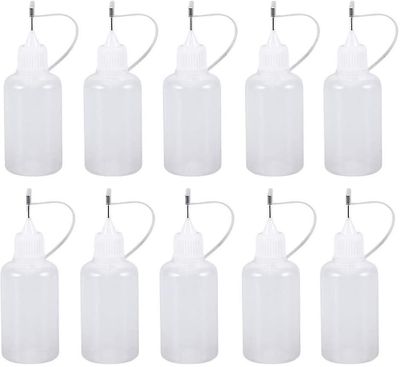 10pcs plastflasker med dyser, presisjonsspissapplikator klemme flasker for limmaling20ml