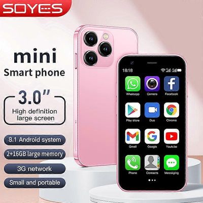 Rainbuvvy SOYES XS15 Mini älypuhelin 3.0 tuuman näyttö Android 8.1 2GB RAM 16GB ROM Dual SIM Play Kauppa 3G matkapuhelin vaaleanpunainen