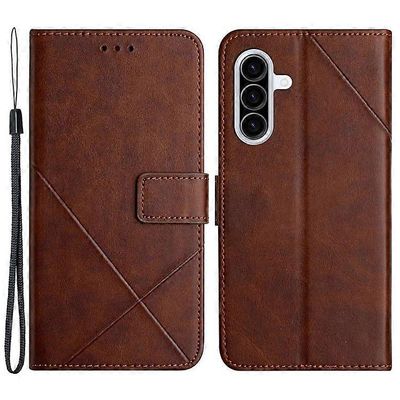 Yhteensopiva Samsung Galaxy A26 5G Case Line Pattern Lompakko Nahkainen Puhelimen Kuori Ruskea