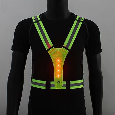 led lysende vest natt reflekterende y-formet sele ridning elastisk bryst sele, 1 stykke, fluorescerende grønn