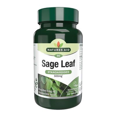 Natures Aid Luonto Tuki Sage Leaf 50mg (500mg equiv), 90 Tablettia. Sopii vegaaneille