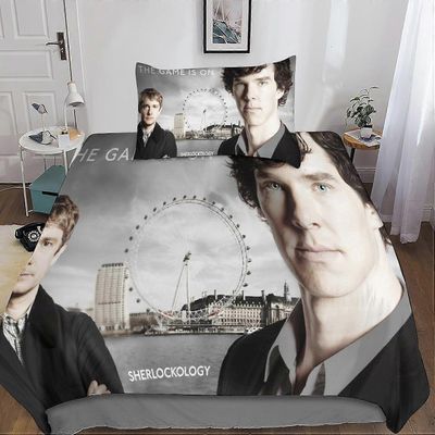 Kerota Sherlock Holmes pussilakanasetti, tyynyliinoilla mikrokuituvuodevaatteet vetoketjusulkimella 2 osaa teini-ikäisille ja aikuisille sinkkuille...