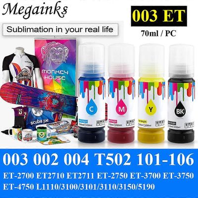 Redkid 4PC Sublimaatiomuste 70ml 003 Epson ET-2720 ET-2760 ET-4700 ET-4760 ET-1500 WF3620 WF3640 WF7610 WF7620 WF7710 WF7720 -tulostimelle 3072kuva...