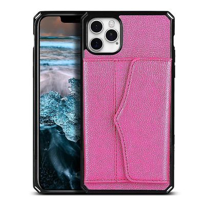 Musta iPhone 12/12 Pro iskunkestävä puhelinkotelo korttipaikan lompakkoon Nousi punaiset