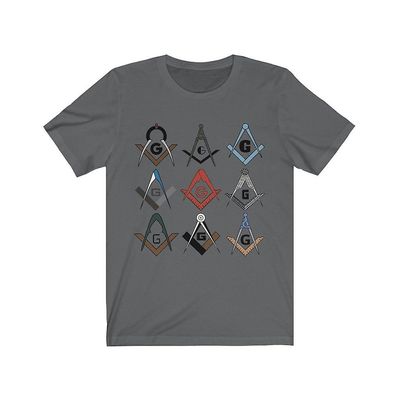Bricks Masons Firkantet og kompas symboler frimurerisk t-shirt Asfalt 3xl