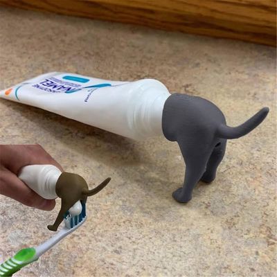 Ochime Pooping Dog Butt Tannkrem Cap Tannkrem Oppkast Topper Dispenser Cap Funny Creative Gadgets Gift For Friends Familie Grå