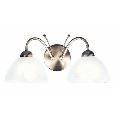 Searchlight Lighting Milanese 2 Lys Indendørs Glas VægLampe Antik Messing, E14