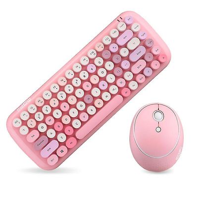 Mikasa Trådløs mini slik tastatur og mus combo sæt blandede farver Pink