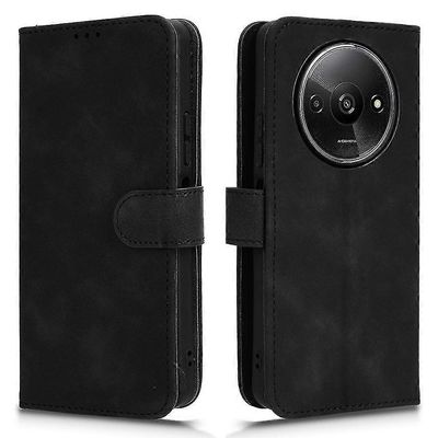 Xiaomi Redmi A3 -koteloon PU-nahkainen ihokosketuslompakkopuhelinsuoja - musta Xiaomi Poco C61 4G