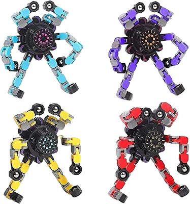 AIR Finger Hånd Spinner Legetøj Spinning Top Focus Legetøj med transformerbar Kæde Mekanisk Spiral Twister (4 pakker) 4 Packs