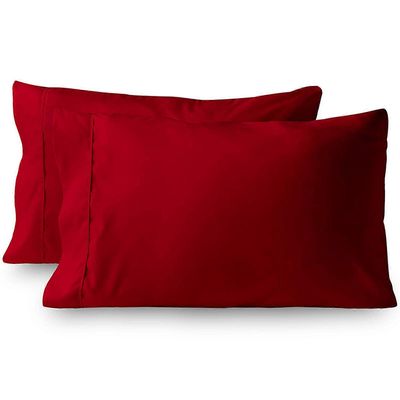 2 pakkaus harjatut tavalliset queen tyynyliinat ryppyjä ja tahroja kestävä pehmeä kirjekuori sulkeminen sänky tyynyliina punainen