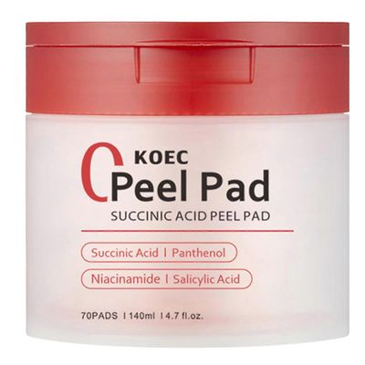Red Succinic Acid Facial Peeling Pads - Hellävarainen huokosia puhdistava kasvovesi päivittäiseen ihonhoitoon ja kuorintaan 1 Box