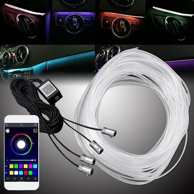 Garberiel 6m rgb ledet bil atmosfære lampe interiør omgivelseslys stripe telefon app kontroll