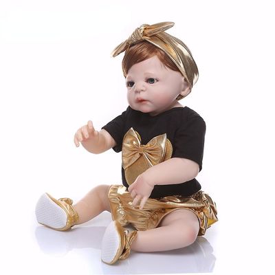 Genfødsel dukke 57cm hele kroppen silikone pige genfødte babyer dukke legetøj prinsesse babyer dukke paryk hår fødselsdag xmas sød gave