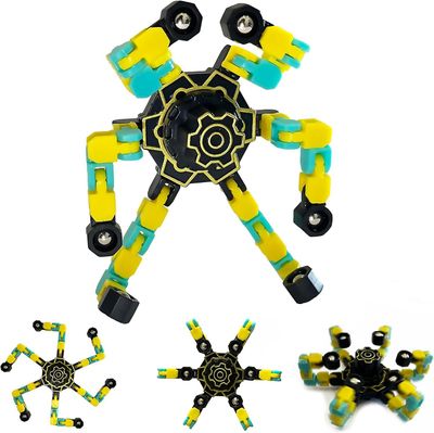 AIR Finger Spinning Top Focus Legetøj med transformable Chain Mekanisk Spiral Twister (Gul)