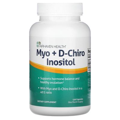 Fairhaven Health, Myo + D-Chiro-inositoli, 120 kapselia