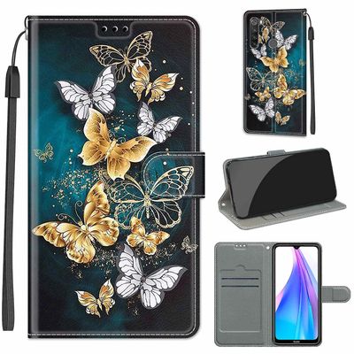 Foxdock Kompatibel med Xiaomi Redmi Note 8t Guld og Sølv Butterfly Mobile Case