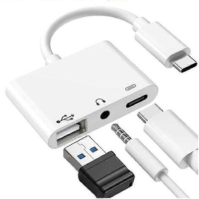 3 in 1 USB-C OTG -sovitin 3,5 mm:n kuulokeliitännällä, yhteensopiva iPad Pron ja Type-C-liittimen kanssa