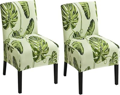 Linkrunning 2 stk Trykt armløs stol slipcover Stretch armløs accent stol betræk aftagelig accent tøfler stol betræk til stue spisestue hotel armløs