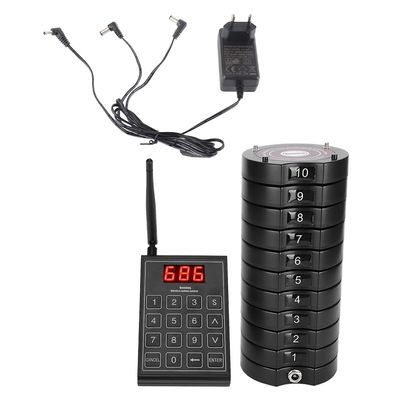 Trådløst køsystem for personsøkere med 10 brikker og 1 tastatursender (100-240V EU)
