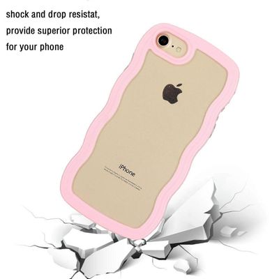 IPhone 7/8 / SE (2020) / SE (2022) Aaltoileva reuna PC + TPU-puhelinkotelo värikehys läpinäkyvä takakansi Monivärinen Pink