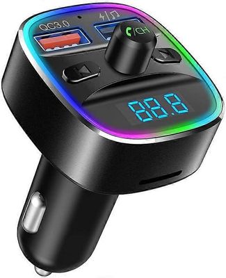 Staxd Nulaxy Bluetooth FM -lähetin autoon, QC3.0 &; 7 väriä LED-taustavalaistu autoradio Bluetooth-sovitin musiikkisoitin handsfree-autosarja SD-ko...
