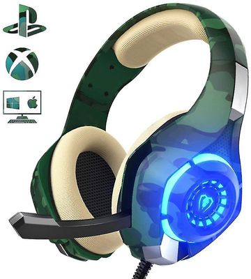 Gaming headset med mikrofon til Xbox One, ps4 og pc Grøn