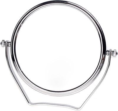 Linkrunning Forstørrelsesmakeup spejl x10, 6 tommer kompakt kosmetisk spejl på stativ, krom, 15.3 cm, 100% og 1000% 360 drejeled, høj kvalitet bord...