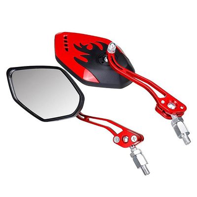 2stk skruediameter 10mm / 8mm sidespejle til motorcykel scooter 360 graders rotation motorcykel re Rød