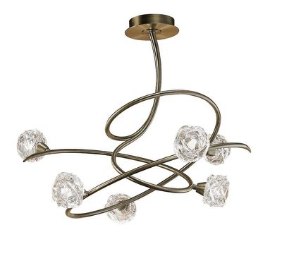 Inspired Lighting Maremagnum Semi Flush Loft 6 Lys G9, Antik Messing
