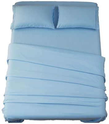 Linkrunning Sengelinned sæt Super Soft Microfiber 1800 Tråd tæller Luksus egyptiske lagner 16-tommer dyb lommeRynke-3 stykke (søblå, tvilling) Lake...