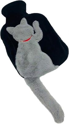 Söpö kissan kuumavesipullo muhkealla kannella 1l klassinen kumi kuumavesipullo Pehmeä kuuman kylmän veden laukku kramppeille Niska hartiat Kivunlie...