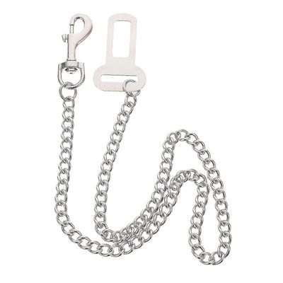 60 cm kestävä ruostumattomasta teräksestä valmistettu lemmikkien turvavyö, ajoneuvon koiranvaljaiden ketju Hopea