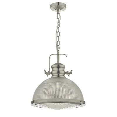 Dar Lighting Peyton Dome vedhæng Lys Satin Nikkel Og Tekstureret Glas, 1x E27