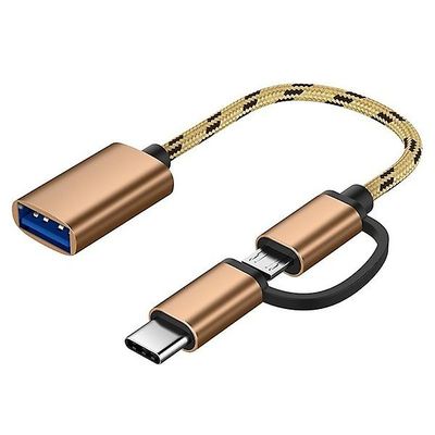 2 I 1 Usb Otg Adapter Kabel Usb Hun til Micro Usb Mand Adapter Micro Usb Otg Adapter Guld