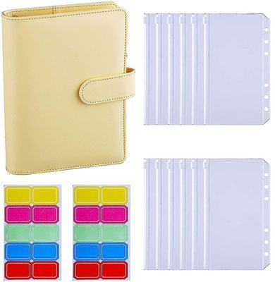 12pcs A6 Binder Lommer Loose Leaf Tasker 6 Ring Binder Cash Budget Konvolutter System, A6 Pu Gul