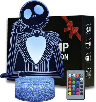 Xinyc Halloween Town Pumpkin King Jack 3D illuusio yövalo, 16 väriä vaihdettava huoneen sisustuspöytävalaisin kaukosäätimellä, luova valaistus Lahj...