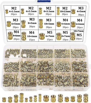 Kierreholkki, naaraspuolinen kierre, M2, M3, M4, M5, messinkiset kierreholkit 3D-tulostukseen, 330 kpl