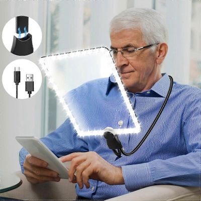 5-kertainen suurennuslasi valolla, ladattava handsfree-suurennuslamppu joustavalla joutsenkaulalla, 24x17 cm erittäin kirkas linssi, täydellinen R-...