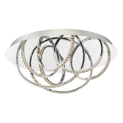 Dar Lighting Zancara Flush Loft Lys Poleret Krom og Krystal LED, 7x LED