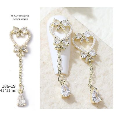 Manicure Zircon smykker søm kæde vedhæng med metal diamant 18619