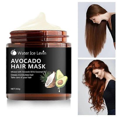 unbrand 100 % puhdasta avokadoöljyä sisältävä hiusnaamio kookosöljyllä, joka korjaa ja ravitsee kuivia ja vaurioituneita hiuksia - Tehokas hoitoain...