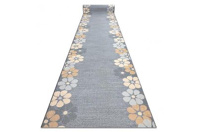 RugsX Runner anti-slip MARGARETKA blomst, gummi grå 100 cm 100x230 cm